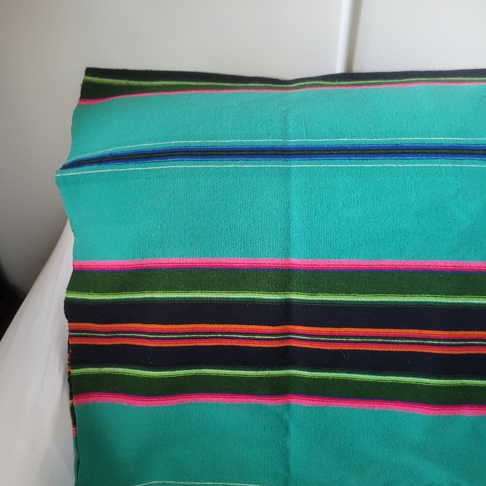 Colorful Striped Wool? Throw Blanket with 3" Fringe - Picture 7 of 16